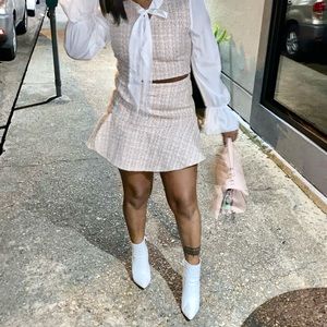 Light Pink Woven Skirt Set